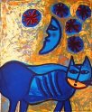 corneille chat et la lune bleus